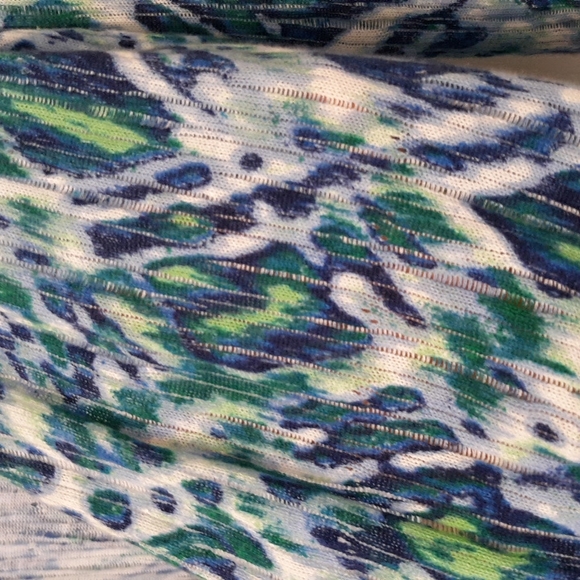 Chico’s Blue Green Watercolor Open-Front Cardigan Lightweight Sweater sz S - Picture 4 of 5